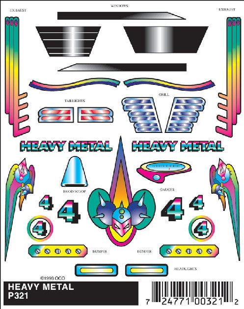 Pine Car Stick-On Decal- Heavy Metal