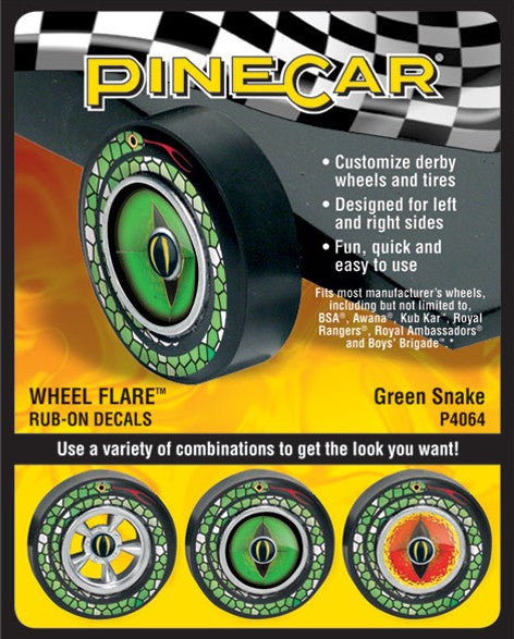 Pine Car Dry Transfer Wheel Flare Green Snake