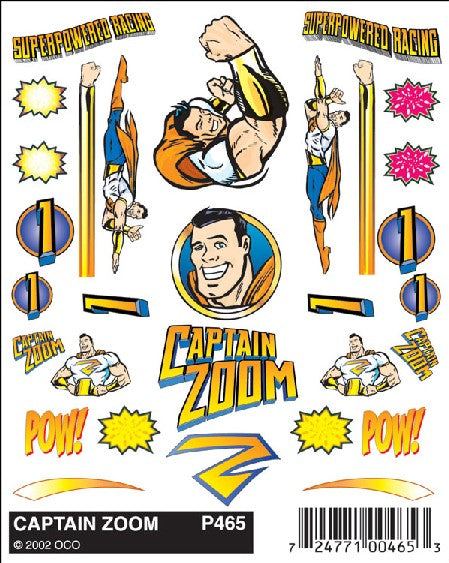 Pine Car Stick-On Decal Captain Zoom