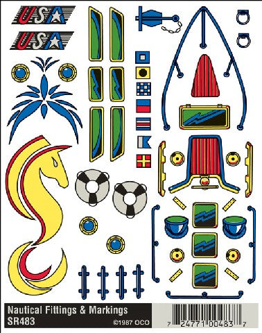 SailBoat Racer Dry Transfer (Nautical) Fittings & Markings (D)