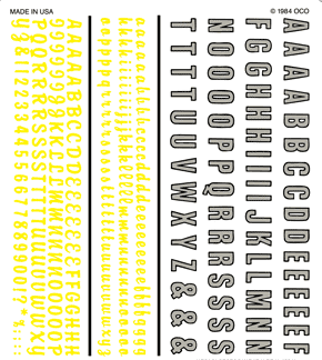 Dry Transfer Gothic Outline & Sign Painter Letters/Numbers 5/16", 3/16"