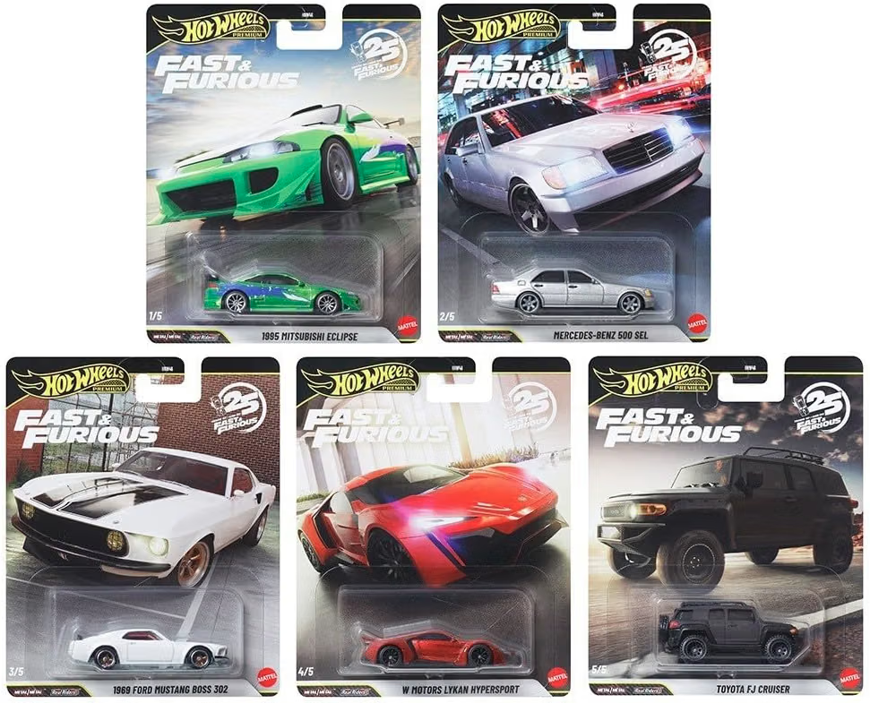 2026 Hot Wheels Premium 1:64 Fast Furious 25th HNW46-956N Factory Sealed 10 pcs.
