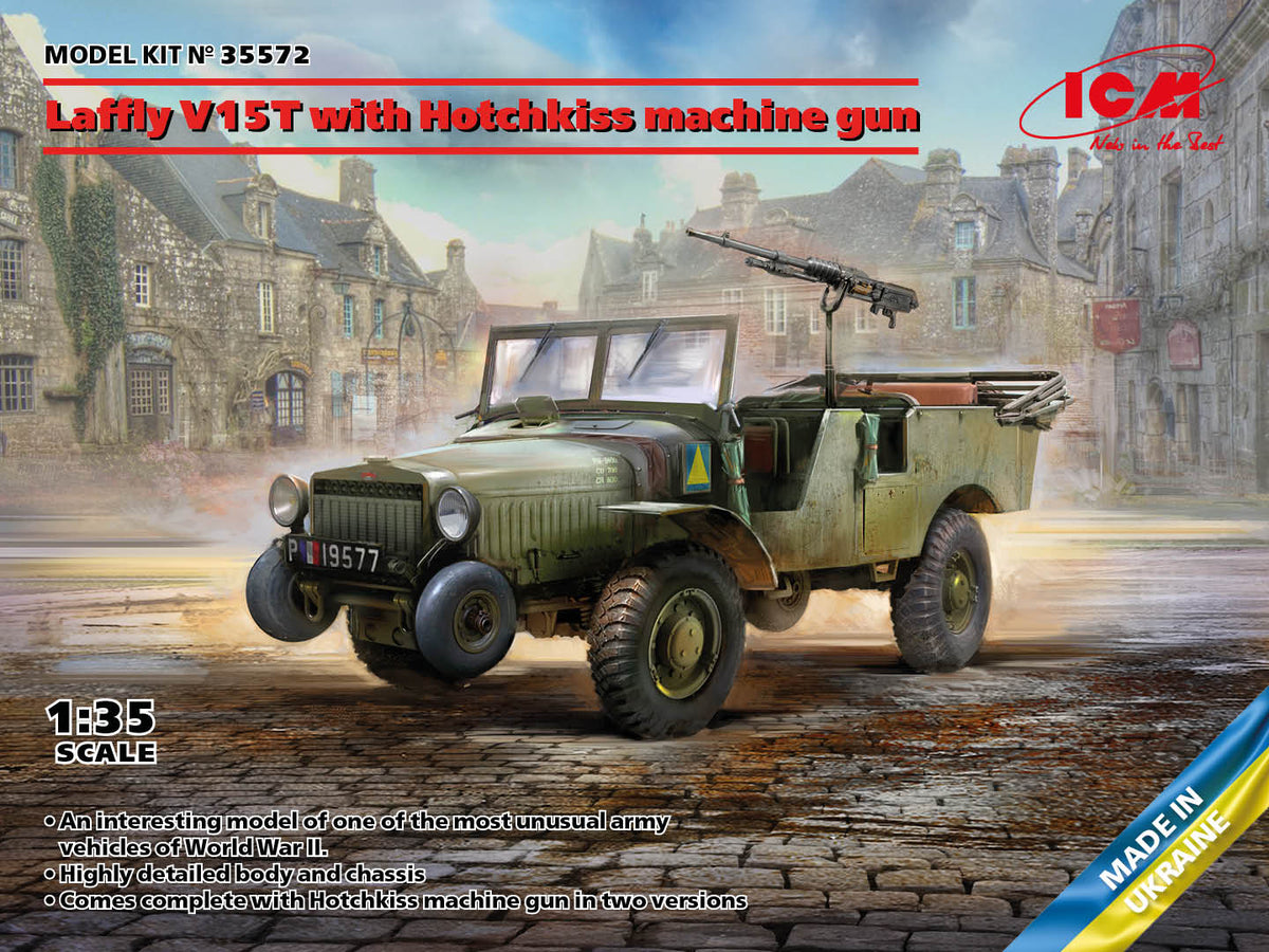 Plastic Military Vehicle Model Kit Laffly V15T with Hotchkiss Machine Gun