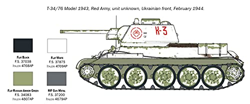 Italeri 7078S 1:72 T34/76 Mod. 43, Faithful Replica, Model Making, Crafts, Hobbies, Gluing, Plastic kit, Assembly