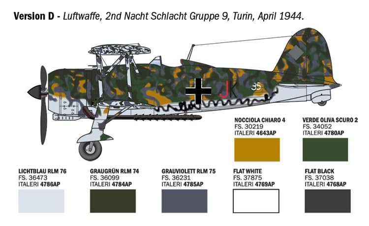 Italeri Fiat Cr.42 Falco Assault/Night Fighter 1:48 Diecast Model Kit