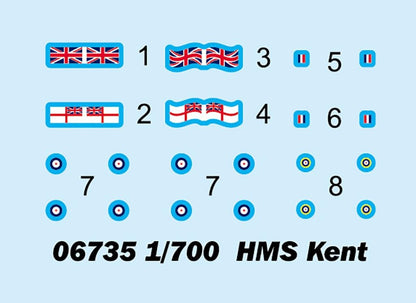 1/700 HMS Kent British Heavy Cruiser