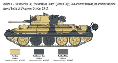 Italeri -6592 Crusader MK.II with British Crew El Alamein 1942-2022, 1:35 Scale, Model Kit, Plastic Model Kit, Modeling, Multicoloured, 17 cm, IT6592