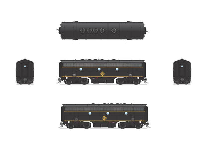 Broadway Limited 6675 EMD F7 A/B Set, Erie 711A/711B, Black & Yellow, A-Unit Paragon4 Sound/DC/DCC, Unpowered B, HO