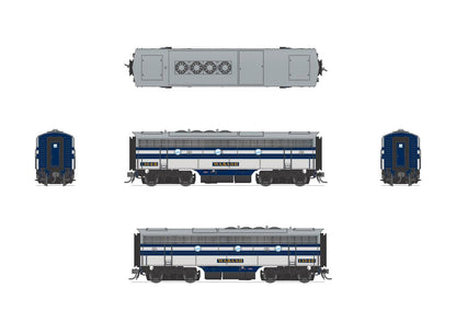 Broadway Limited 6681 EMD F7 A/B Set, WAB 1104/1104B, Blue, Gray & White, A-Unit Paragon4 Sound/DC/DCC, Unpowered B, HO