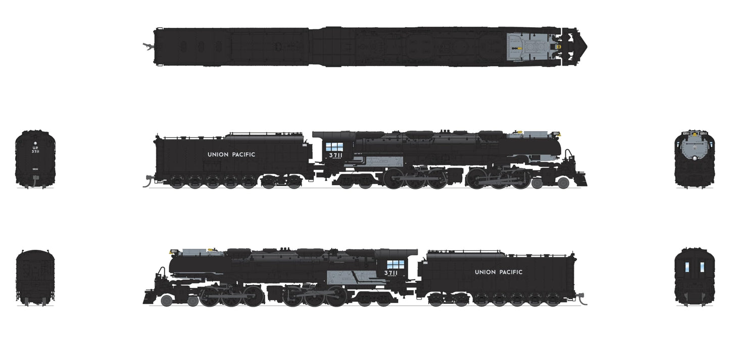 Broadway Limited 8653 UP Challenger 4-6-6-4, #3714, Black & Graphite, Oil Tender, w/Wind Wings, No-Sound/DCC-Ready, N Scale