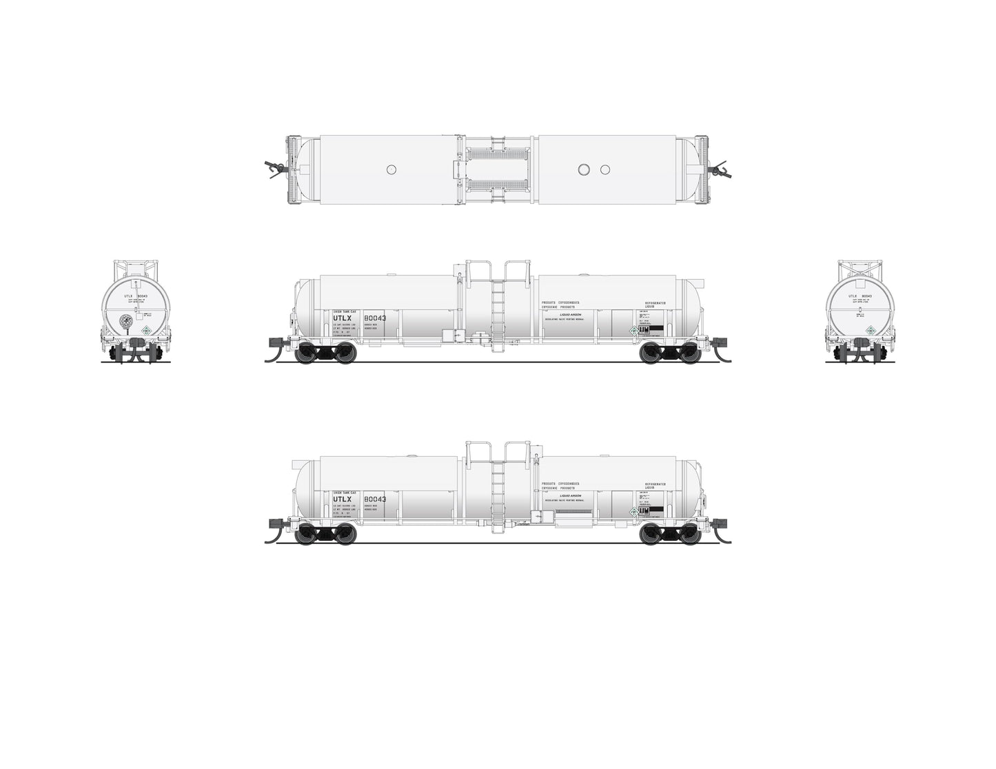 Broadway Limited 8156 Cryogenic Tank Car, UTLX White, Single Car, N Scale