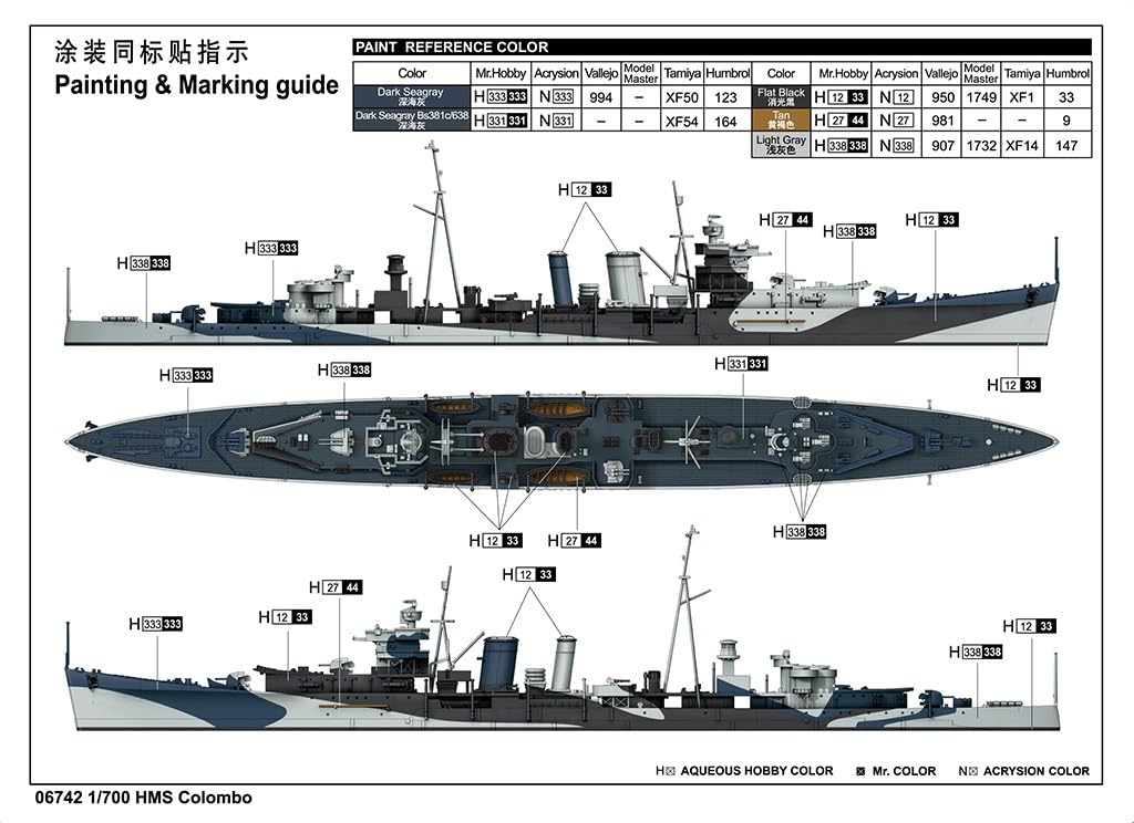 1/700 HMS Colombo British Light Cruiser