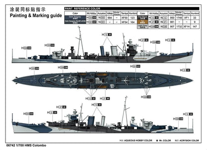 1/700 HMS Colombo British Light Cruiser