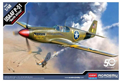 Academy 1/48 US Army Air Force P-51 Mustang North African Front Plastic Model 12338