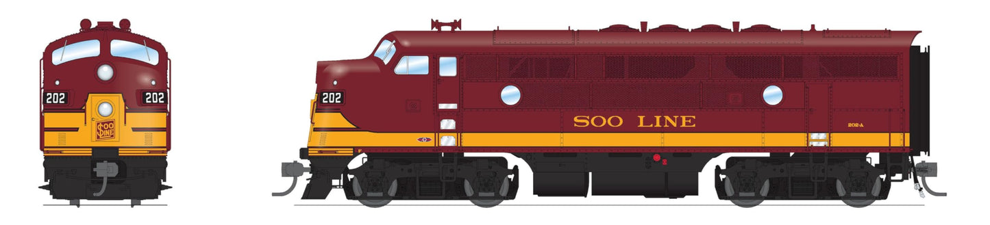 Broadway Limited 8341 EMD F3A, SOO 202B, Maroon & Imitation Gold, No-Sound/DCC-Ready, HO Scale