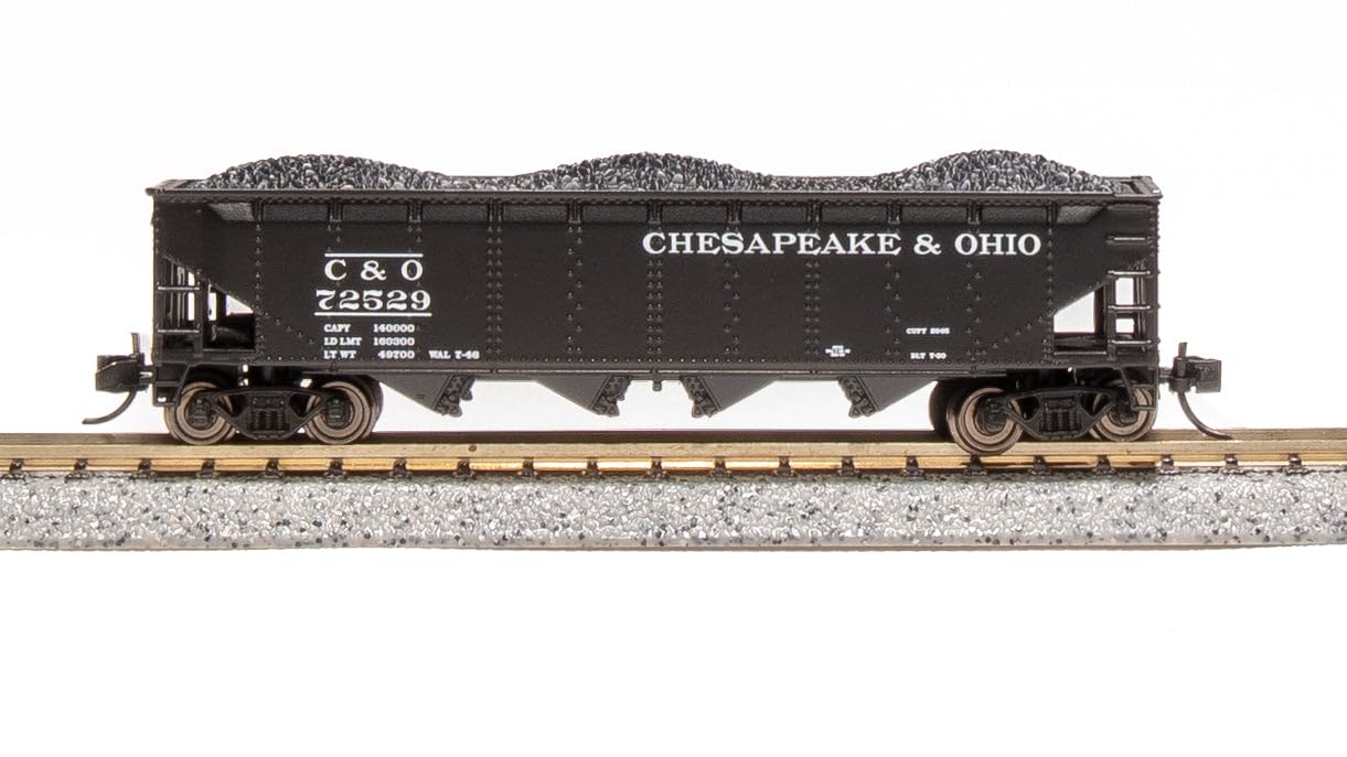Broadway Limited 7426 ARA 70-Ton Quad Hopper, C&O H7-13, 1940's Appearance, 4-Pack A, N