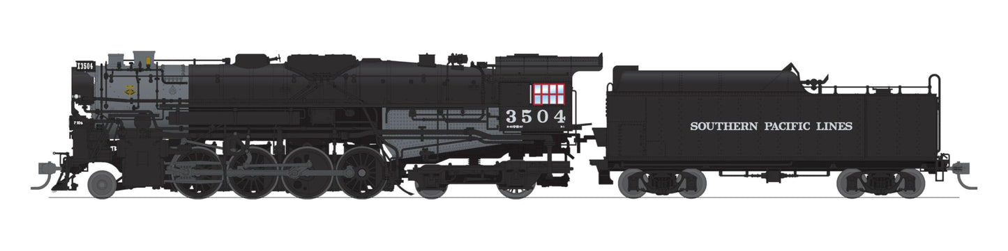 Broadway Limited 7905 Southern Pacific 2-8-4 Berkshire, T1a #3504, 4-axle Tender, No-Sound/DCC-Ready, HO