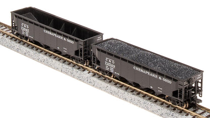 Broadway Limited 7427 ARA 70-Ton Quad Hopper, C&O H7-13, 1940's Appearance, 4-Pack B, N