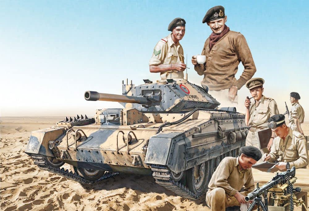 Italeri -6592 Crusader MK.II with British Crew El Alamein 1942-2022, 1:35 Scale, Model Kit, Plastic Model Kit, Modeling, Multicoloured, 17 cm, IT6592