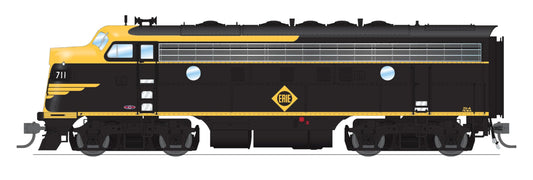 Broadway Limited 6675 EMD F7 A/B Set, Erie 711A/711B, Black & Yellow, A-Unit Paragon4 Sound/DC/DCC, Unpowered B, HO