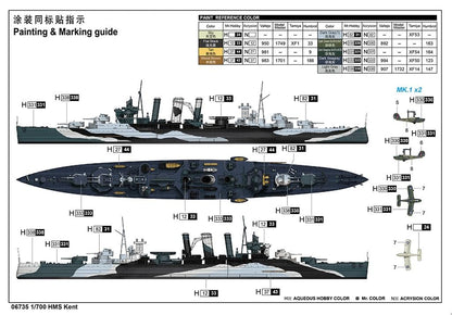 1/700 HMS Kent British Heavy Cruiser