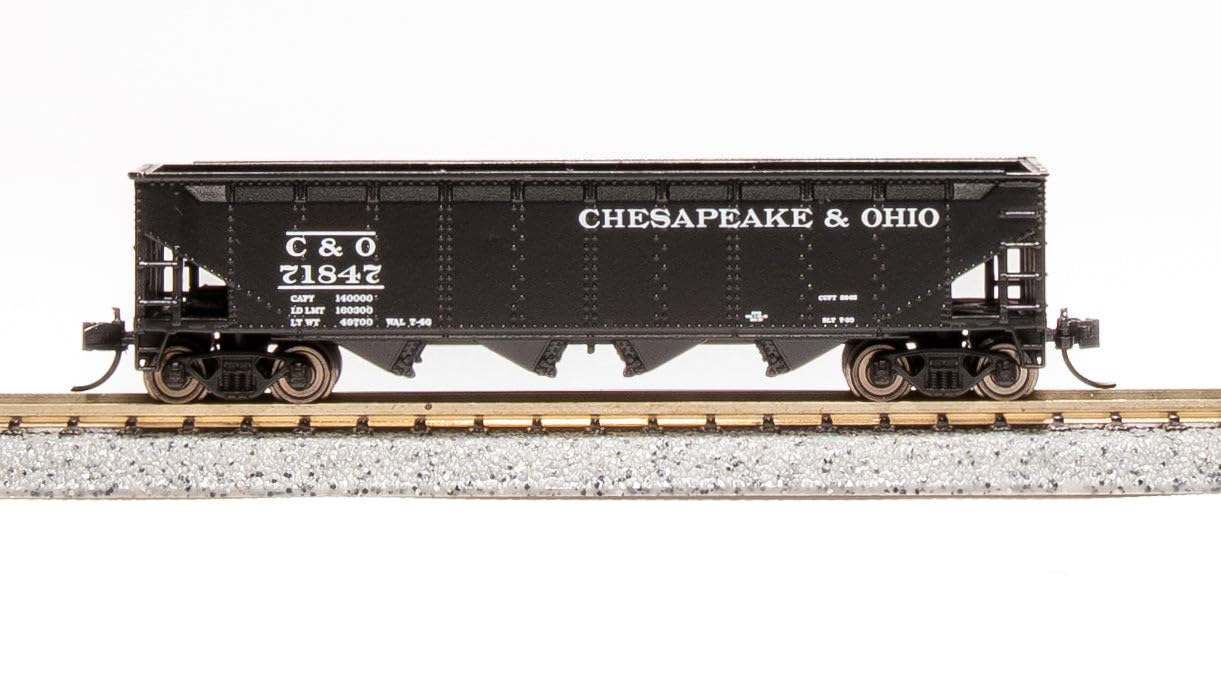 Broadway Limited 7427 ARA 70-Ton Quad Hopper, C&O H7-13, 1940's Appearance, 4-Pack B, N