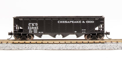 Broadway Limited 7427 ARA 70-Ton Quad Hopper, C&O H7-13, 1940's Appearance, 4-Pack B, N