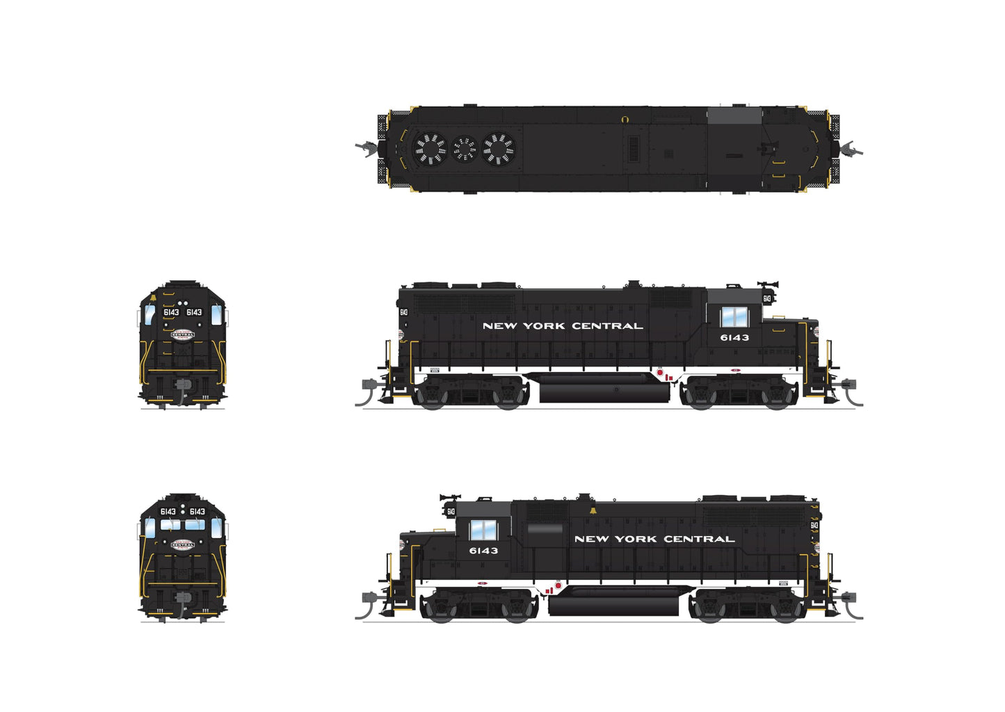 Broadway Limited 7541 EMD GP35, NYC 6146, Black w/White, Paragon4 Sound/DC/DCC, HO Scale