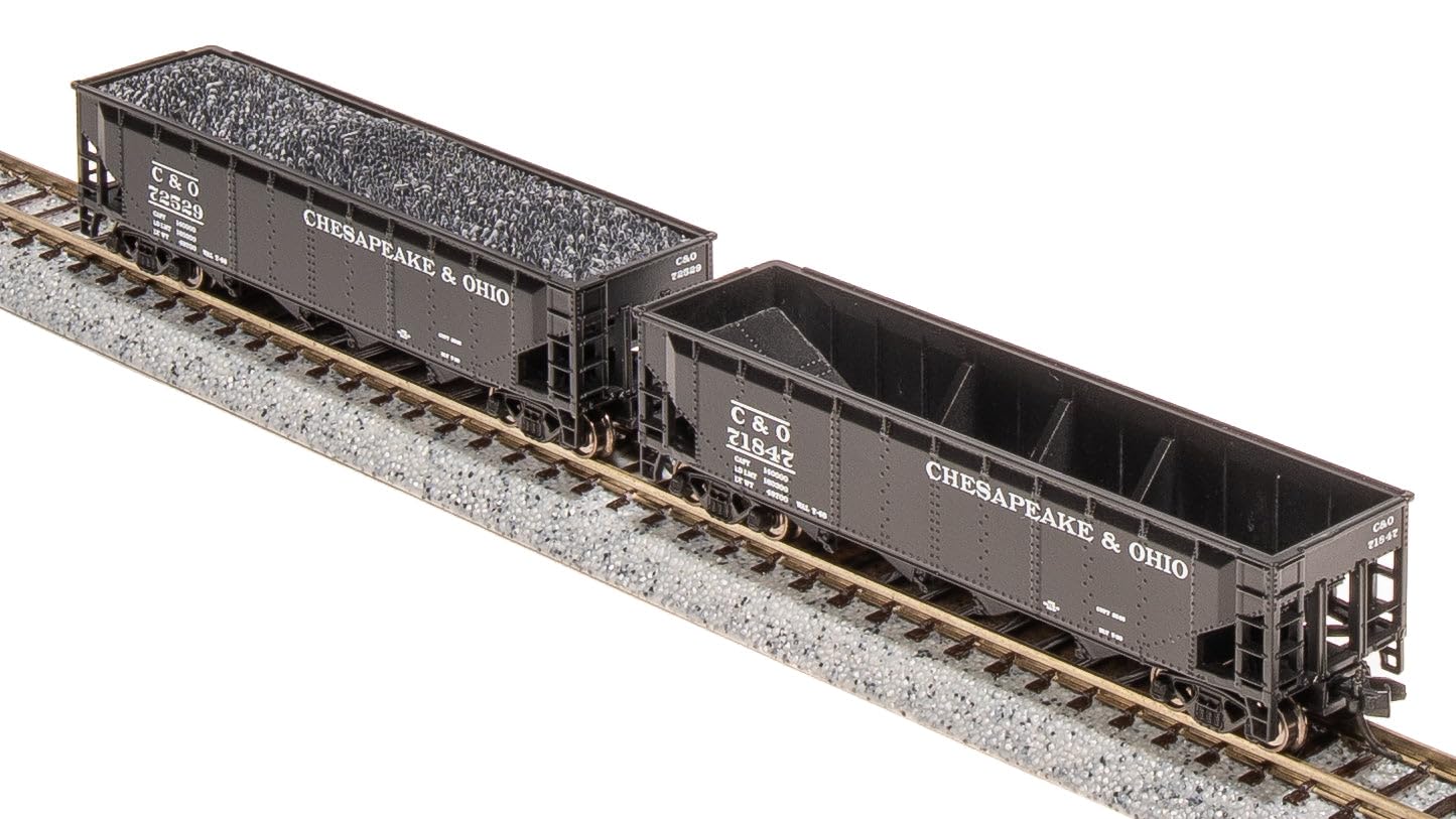 Broadway Limited 7427 ARA 70-Ton Quad Hopper, C&O H7-13, 1940's Appearance, 4-Pack B, N