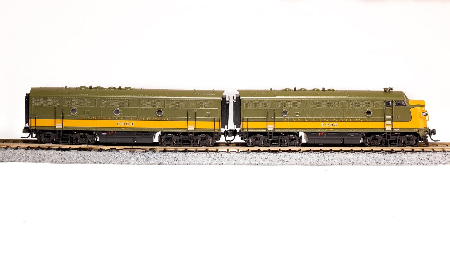 Broadway Limited 6831 EMD F3 A/B, CN 9003/9004, Olive Green & Imitation Gold, A-Unit Paragon4 Sound/DC/DCC, Unpowered B-Unit, N
