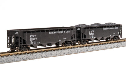 Broadway Limited 7427 ARA 70-Ton Quad Hopper, C&O H7-13, 1940's Appearance, 4-Pack B, N