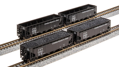 Broadway Limited 7427 ARA 70-Ton Quad Hopper, C&O H7-13, 1940's Appearance, 4-Pack B, N