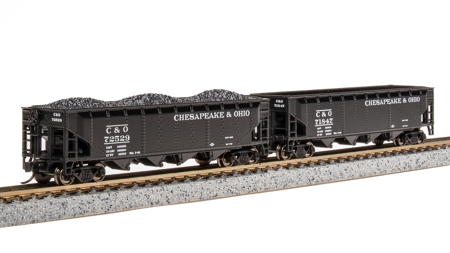 Broadway Limited 7427 ARA 70-Ton Quad Hopper, C&O H7-13, 1940's Appearance, 4-Pack B, N