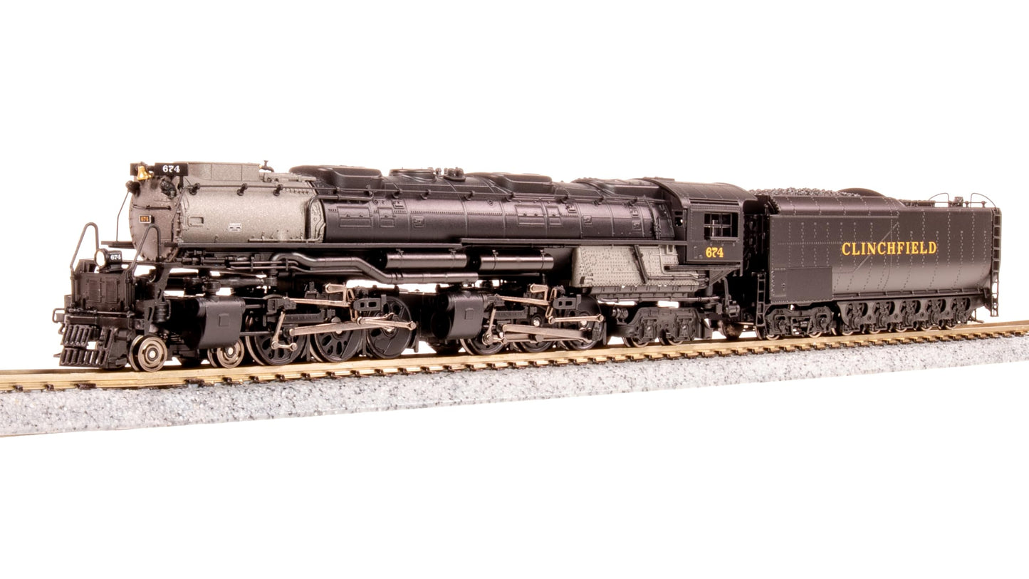 Broadway Limited 8660 Clinchfield Challenger 4-6-6-4, #674, Black & Graphite, Coal Tender, No-Sound/DCC-Ready, N Scale