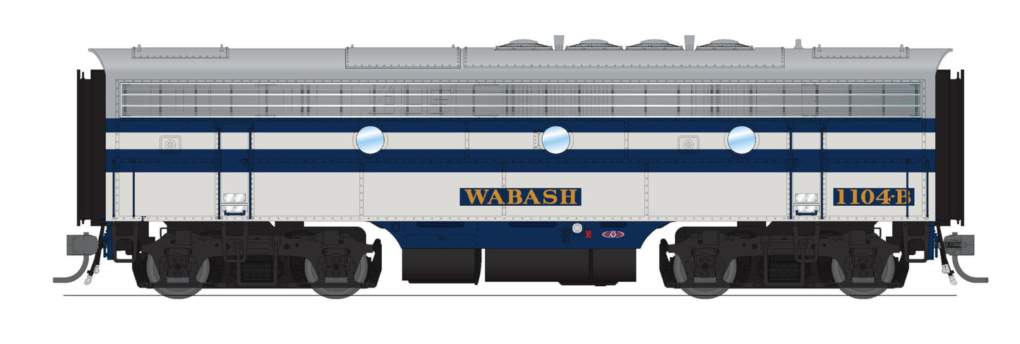 Broadway Limited 6681 EMD F7 A/B Set, WAB 1104/1104B, Blue, Gray & White, A-Unit Paragon4 Sound/DC/DCC, Unpowered B, HO