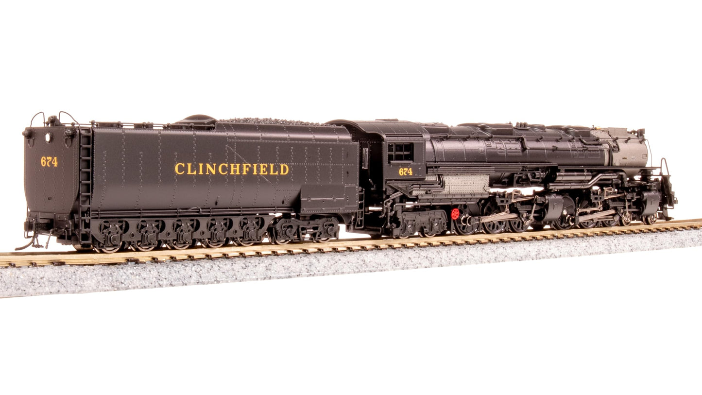 Broadway Limited 8660 Clinchfield Challenger 4-6-6-4, #674, Black & Graphite, Coal Tender, No-Sound/DCC-Ready, N Scale