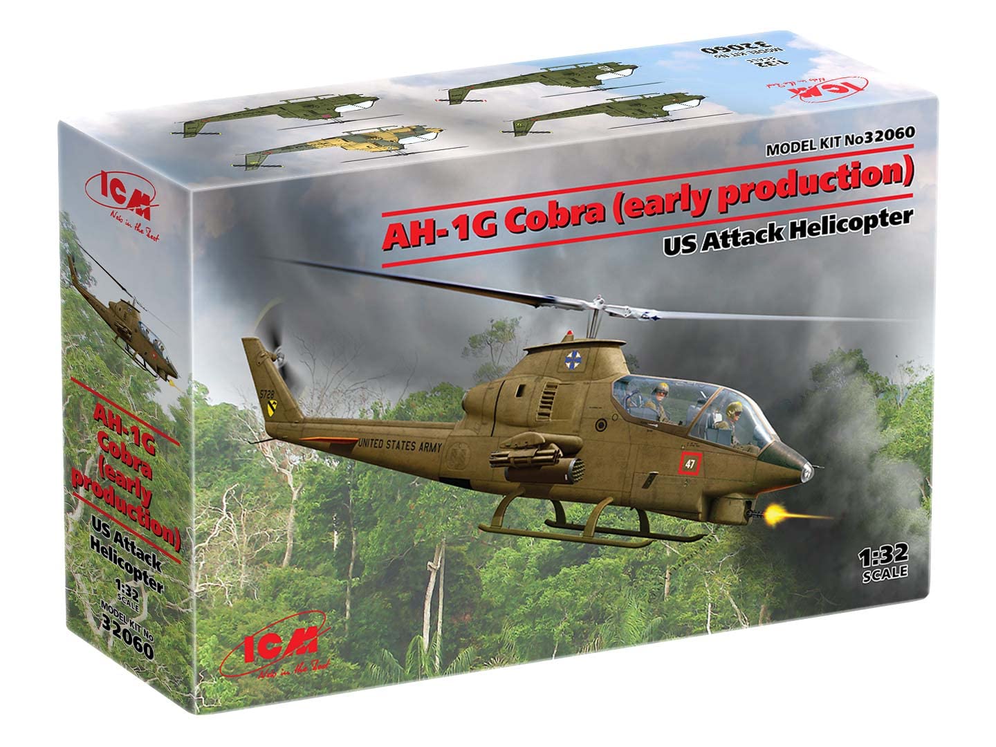 Plastic Military Helicopter AH-1G Cobra (Early Production), US Attack Helicopter Model - Scale 1:32