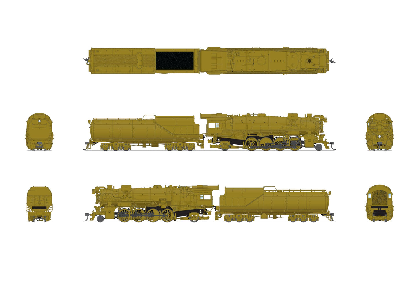 Broadway Limited 7600 Chesapeake & Ohio K-2 Mikado, Unlettered, Painted Brass, 16-VC Tender, Paragon4 Sound/DC/DCC, Smoke, HO Scale