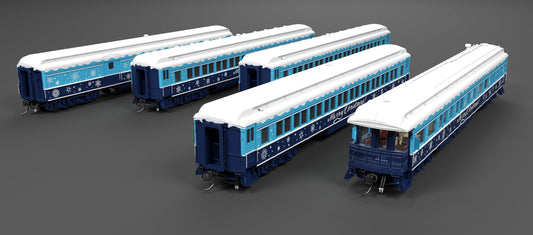 Broadway Limited 9717 Holiday-Themed Heavyweight 5-Car Passenger Set, Blue & White Scheme, HO Scale