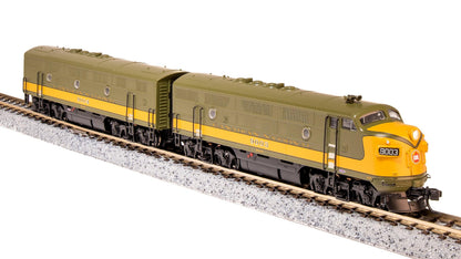 Broadway Limited 6831 EMD F3 A/B, CN 9003/9004, Olive Green & Imitation Gold, A-Unit Paragon4 Sound/DC/DCC, Unpowered B-Unit, N