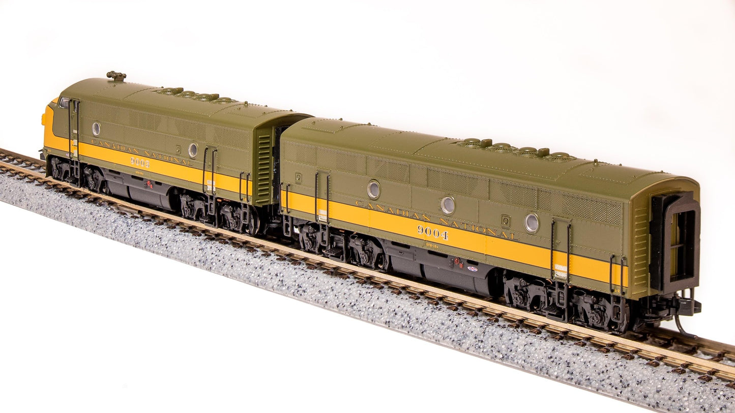 Broadway Limited 6831 EMD F3 A/B, CN 9003/9004, Olive Green & Imitation Gold, A-Unit Paragon4 Sound/DC/DCC, Unpowered B-Unit, N