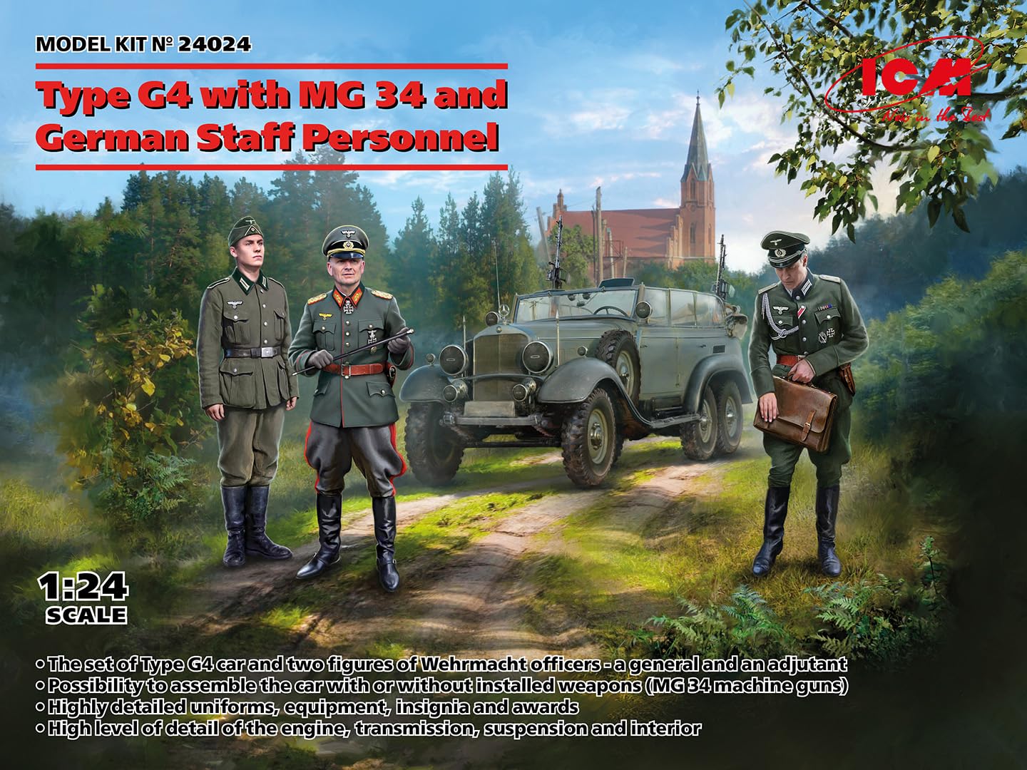 Type G4 with MG 34 and German Staff Personnel - Plastic Military Model Kit - Scale 1:24