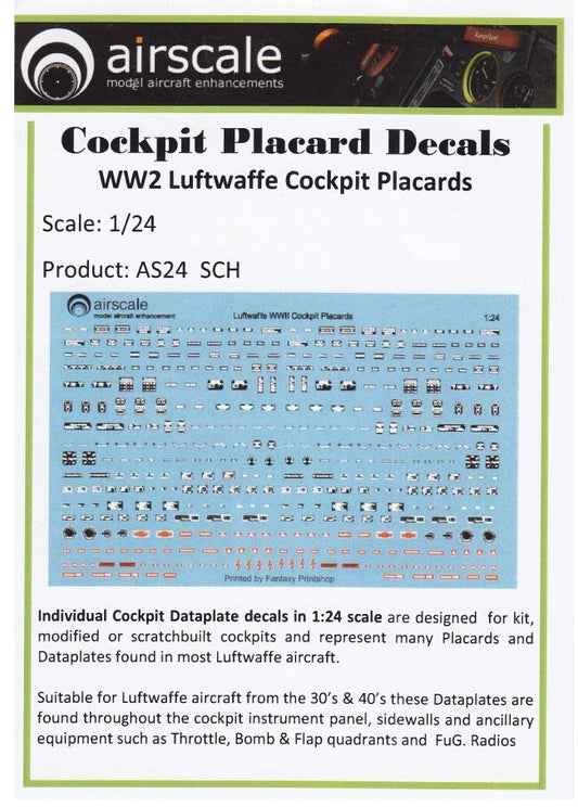 1/24 WWII Luftwaffe Cockpit Placards & Dataplates (Decal) (D)