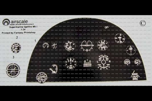 1/24 Spitfire Mk 1/Vb Instrument Panel (Decal) (D)