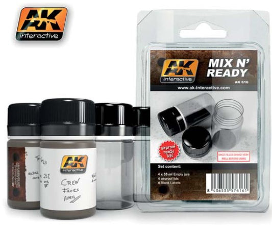 Mix N' Ready 35ml Empty Bottles w/Labels (4)