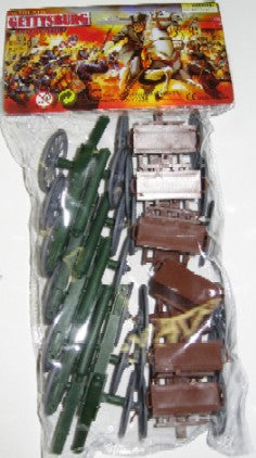 54mm Gettysburg Cannon & Limber Wagon Set (12pcs) (Bagged) (Americana)