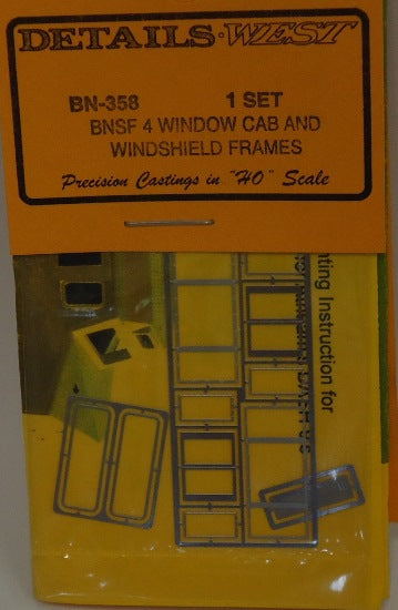 HO BNSF 4 Window Cab & Windshield Frames (1 Set) (D)