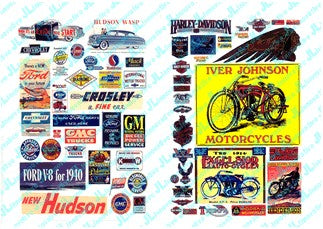 HO 1900-60's Vintage Motorcycle Automobile Posters/ Signs (63)