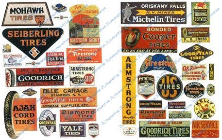 HO 1930-50's Vintage Gas Station Tire Signs (40)