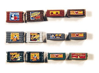 HO Custom Crates Large Grey, Fruit/Food (4)